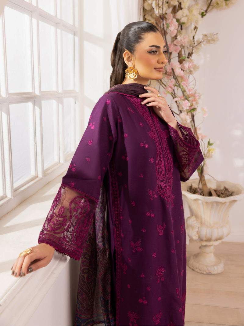 ZE-07 LAWN EMBROIDERED 3PC STITCHED/UNSTITCHED