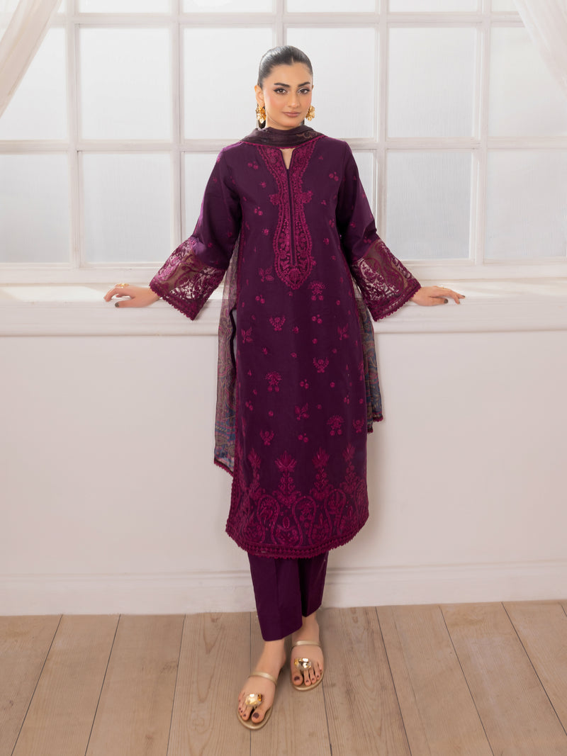ZE-07 LAWN EMBROIDERED 3PC STITCHED/UNSTITCHED