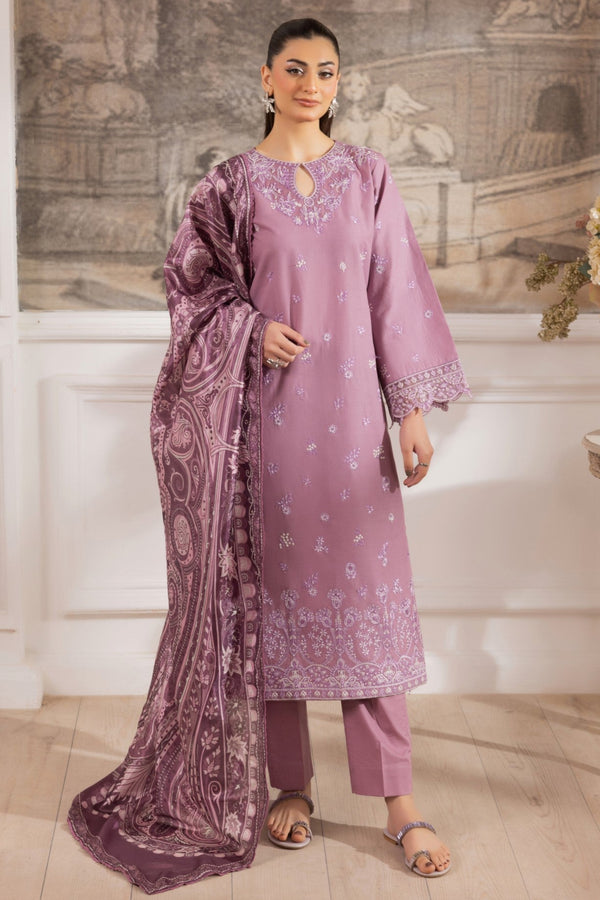 ZE-02 LAWN EMBROIDERED 3PC STITCHED/UNSTITCHED