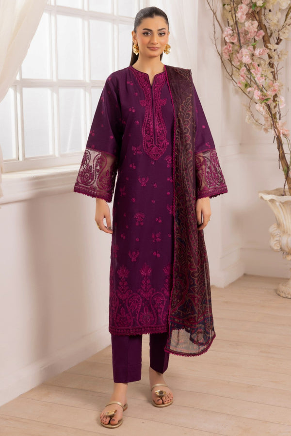 ZE-07 LAWN EMBROIDERED 3PC STITCHED/UNSTITCHED