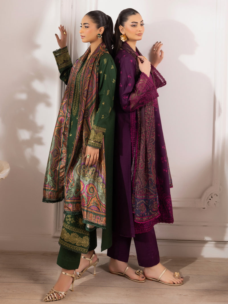 ZE-08 LAWN EMBROIDERED 3PC STITCHED/UNSTITCHED