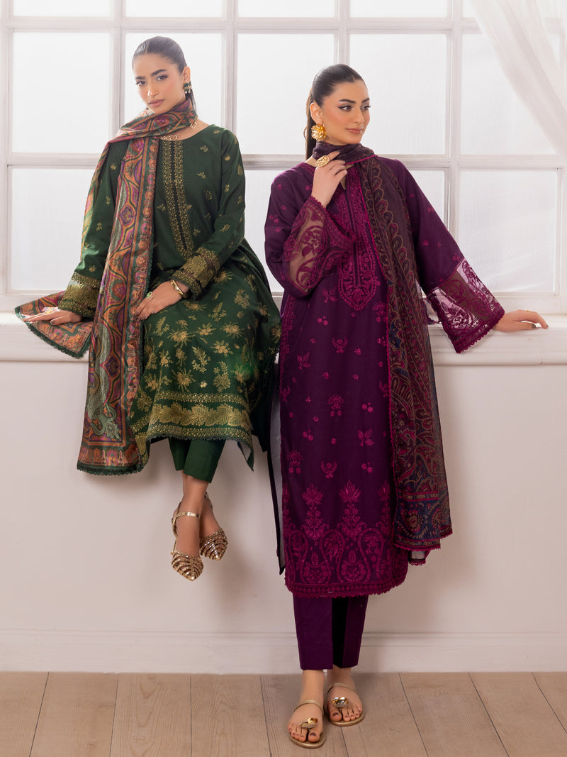 ZE-08 LAWN EMBROIDERED 3PC STITCHED/UNSTITCHED