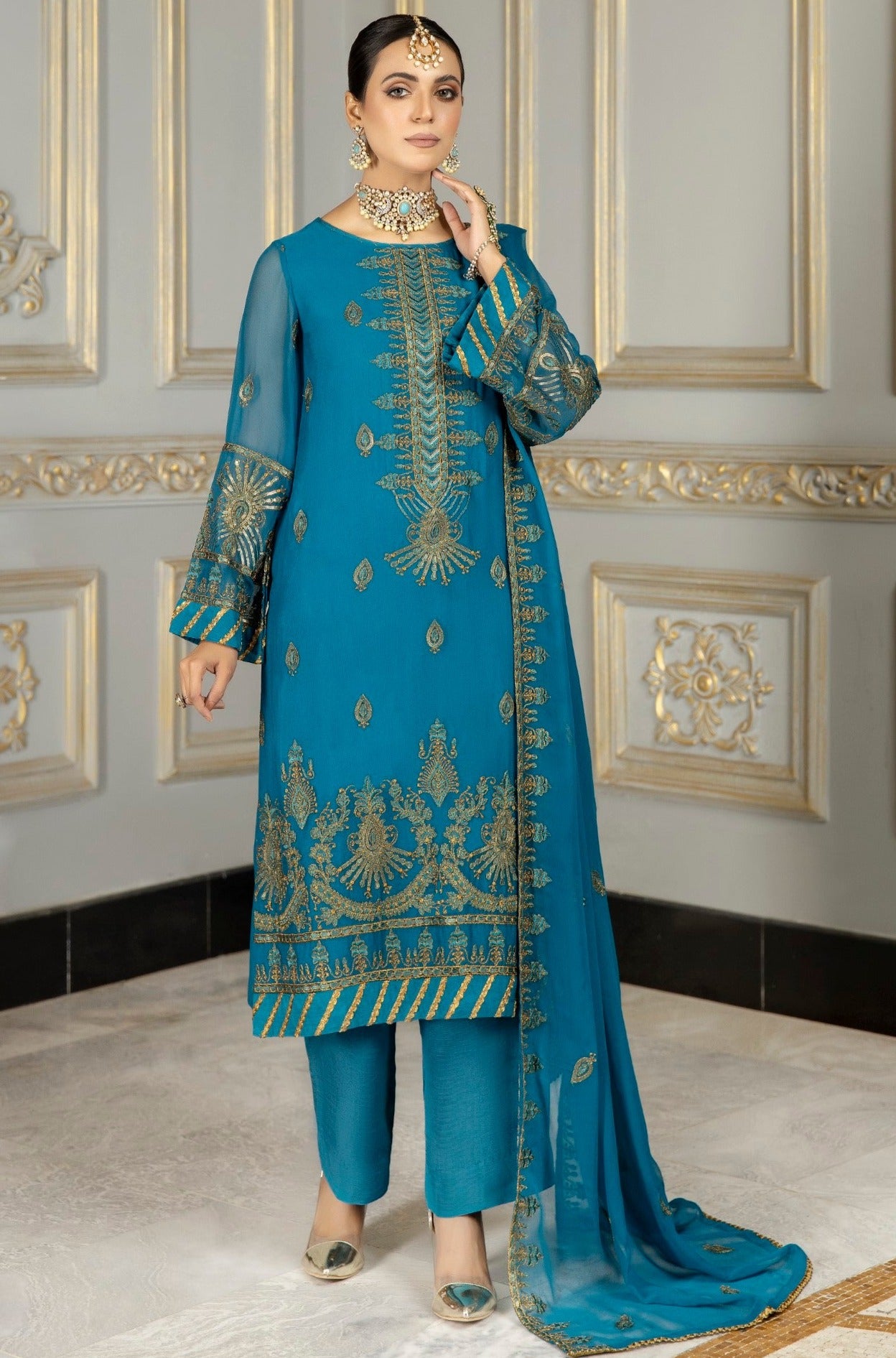 Mohagni Emroidered Linen 3 Piece Suits LSA-20-10