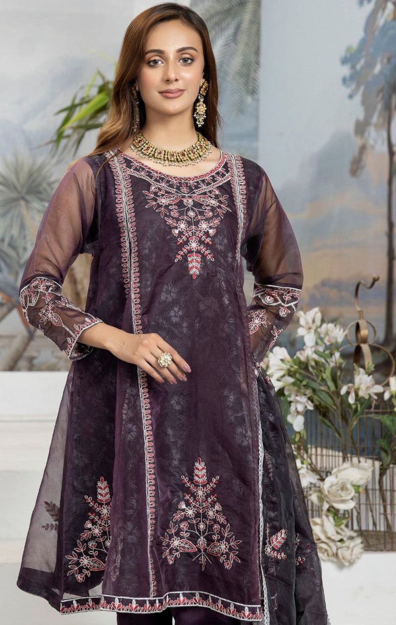 LEB-22-20 EMBROIDERED EMBOSS ORGANZA KURTI